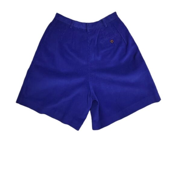 VINTAGE 90s corduroy shorts royal blue ultra high rise bermuda wide‎ wale S - Picture 2 of 8